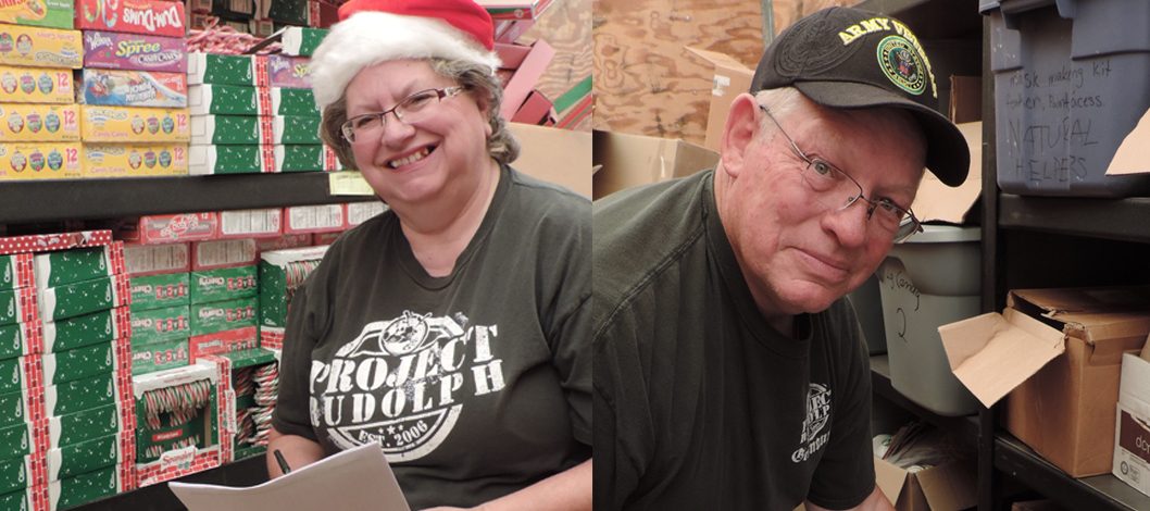 Ray and Cheri Archibald work on their charitable project Rudolph