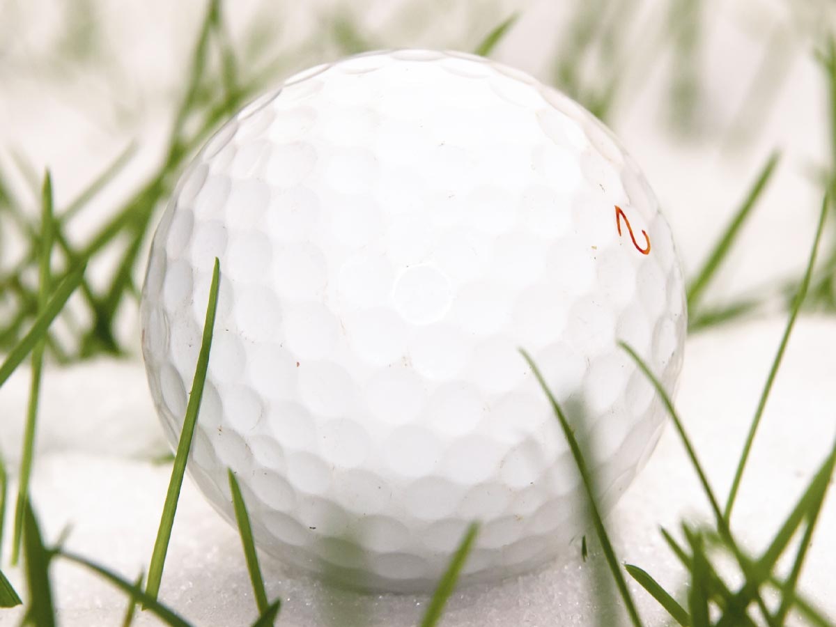Photo of golf ball in winter