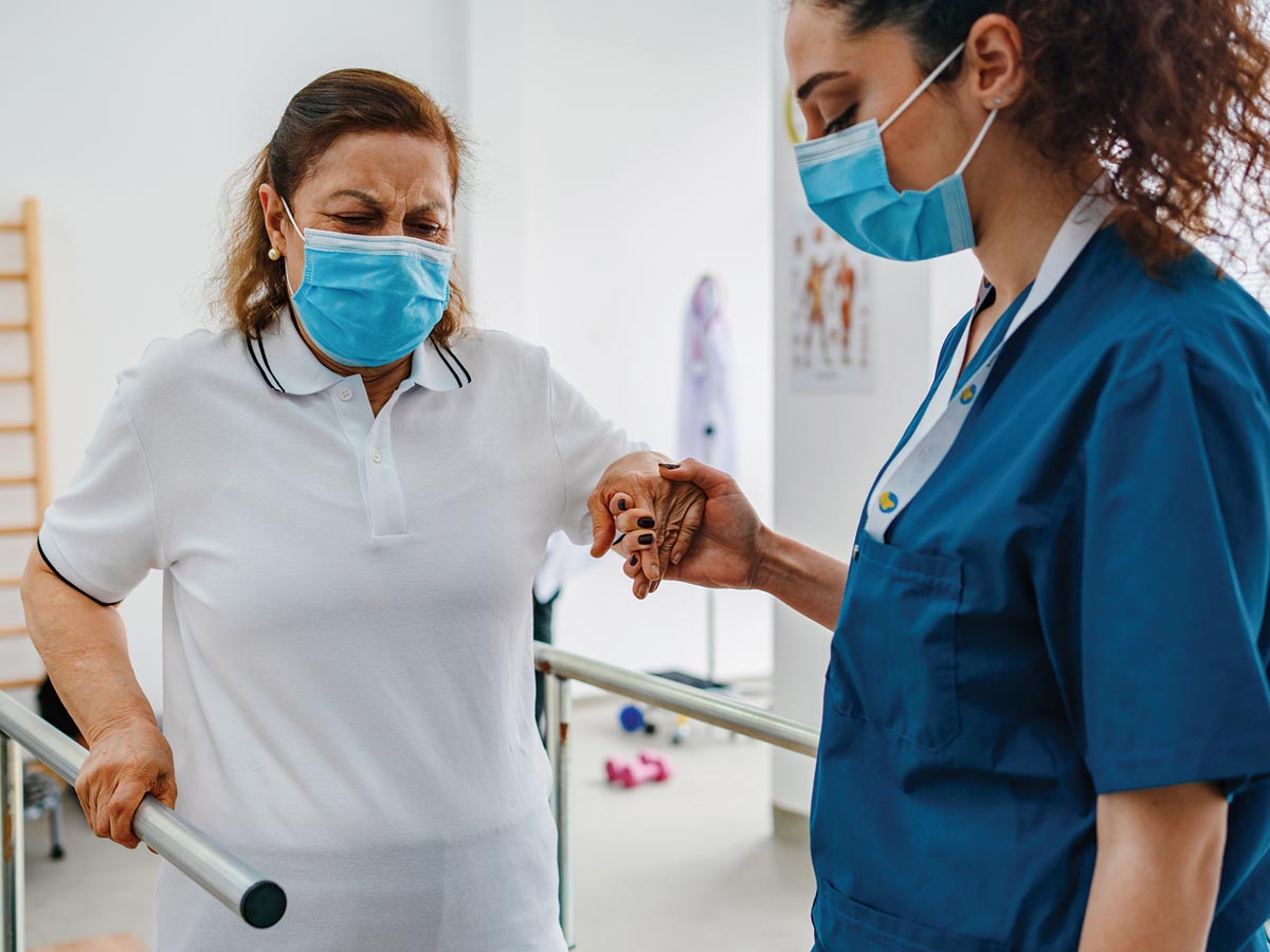 Photo of a stroke patient having physical therapy