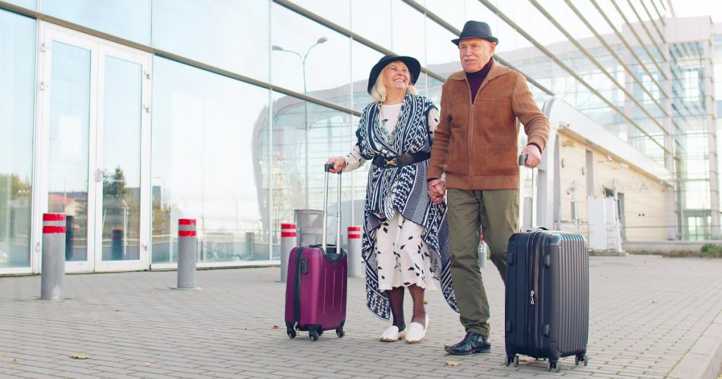 Photo of a senior couple traveling
