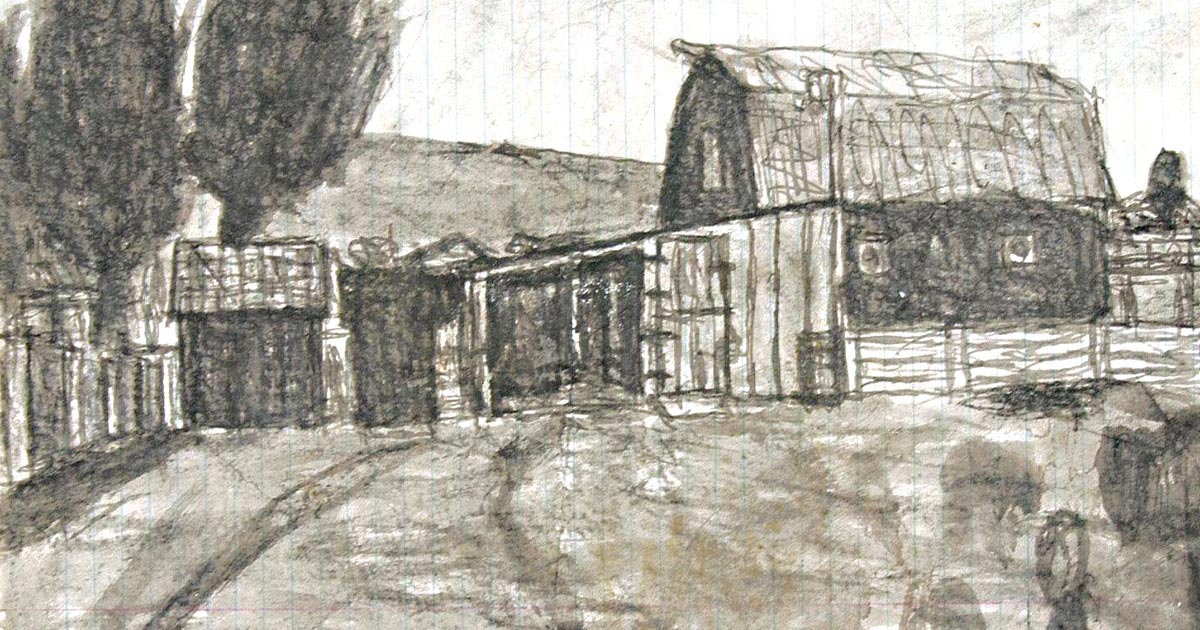 Pencil sketching of western artist James Castle, from Garden Valley, Idaho