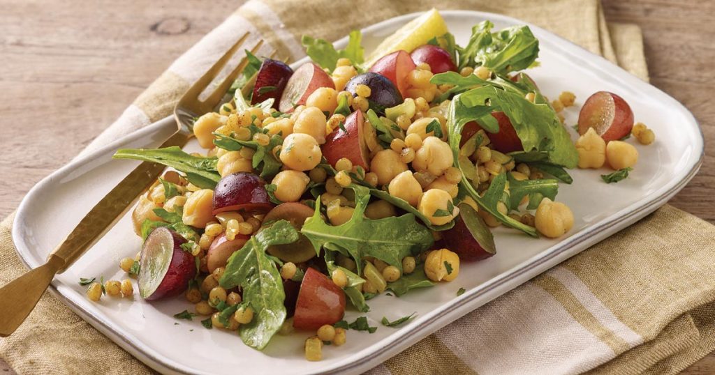 A chickpea, pearl barley, and grape recipes for good health.