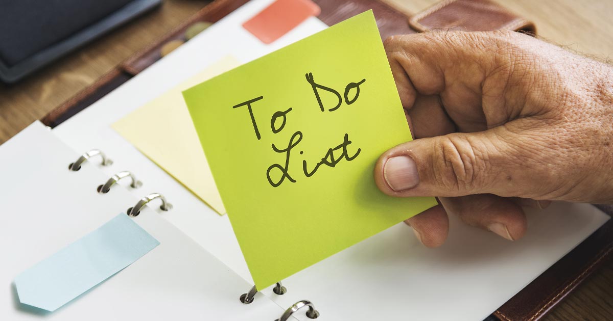 Photo of a To-Do list, to get your affairs in order