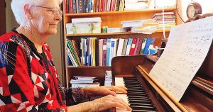 LeNell Griffin of Rupert, Idaho, playing piano.