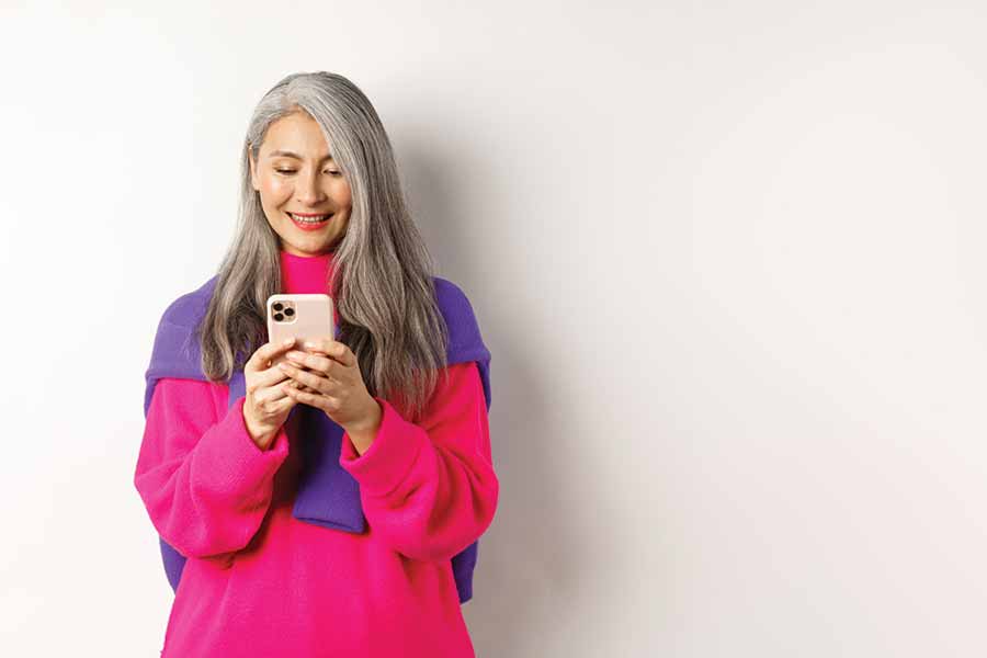 Senior woman on phone