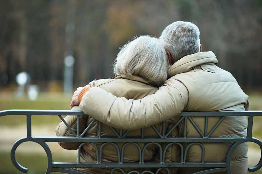 Couple on a bench.