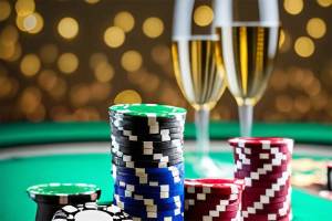 Champagne and casino chips