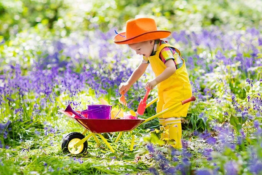 Child in a garden