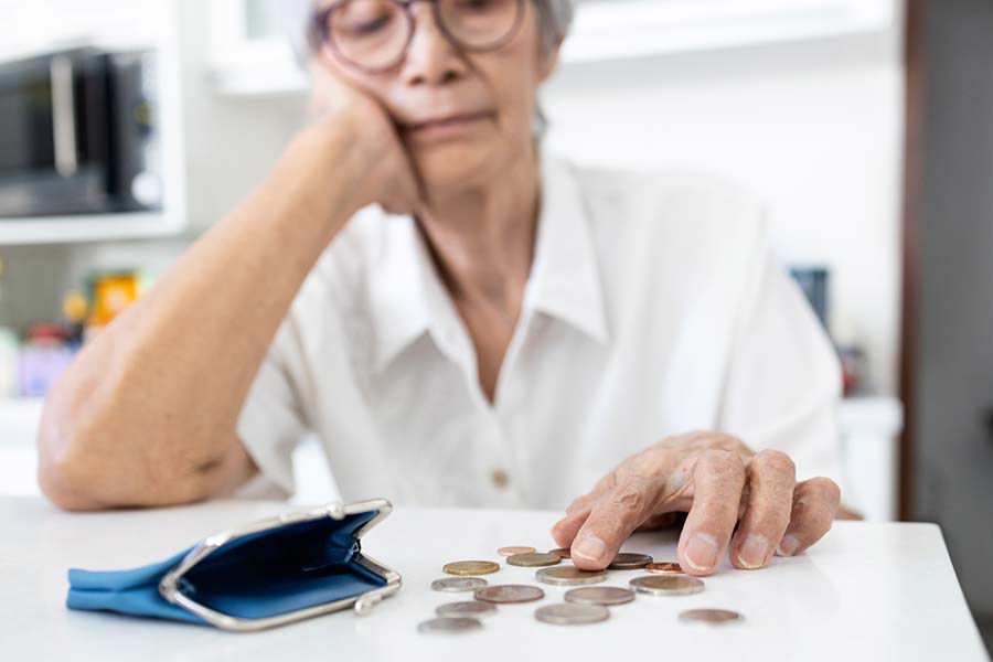 Woman counting change